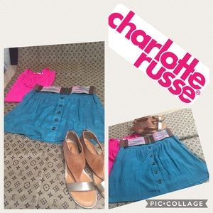 Charlotte Russe blue skirt with belt
